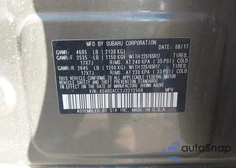 2018 Subaru Outback 2.5I Premium z USA, uszkodzony, nr VIN 4S4BSACC2J3212568